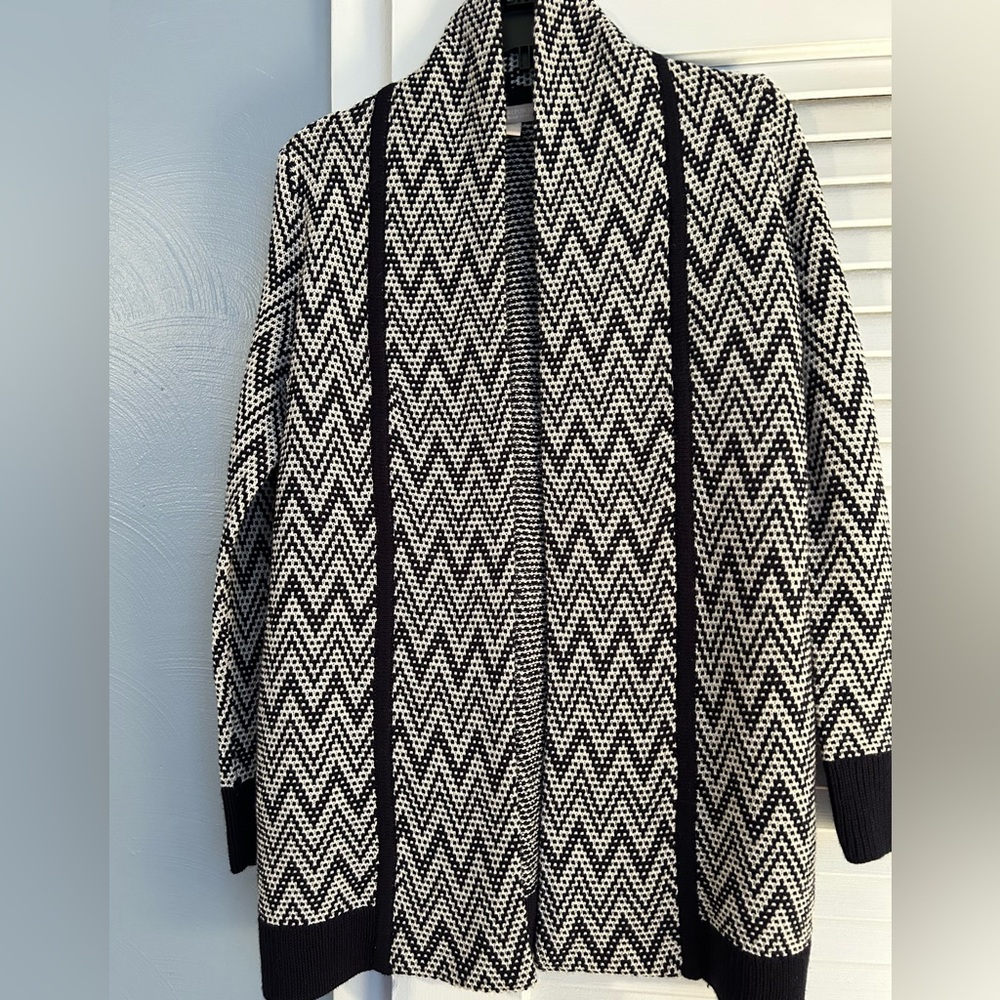 J crew navy and cream cardigan